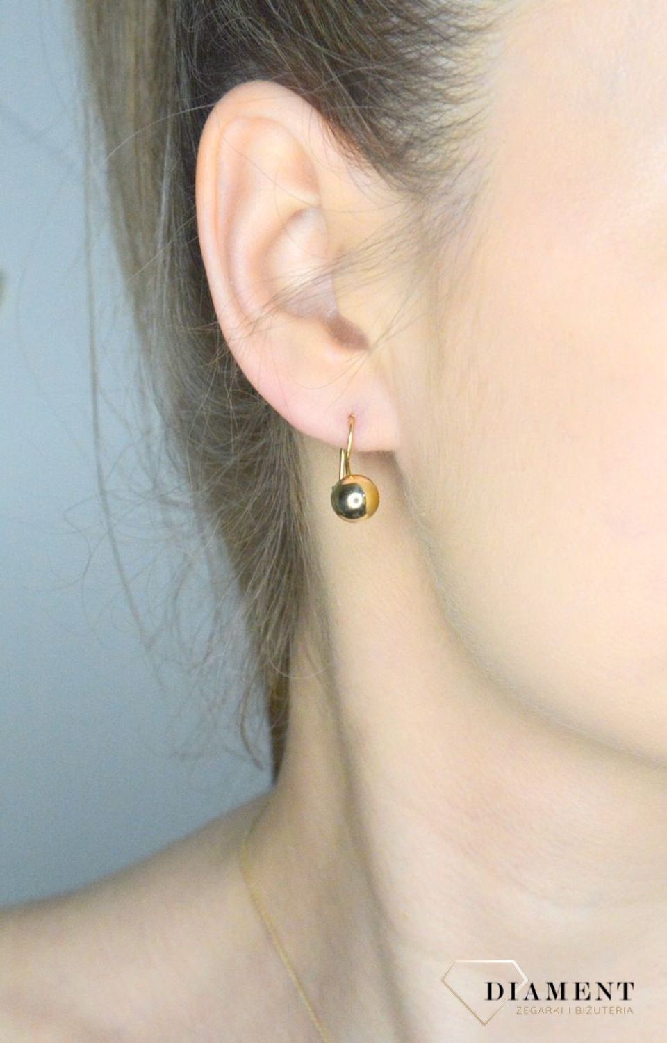 Złote kolczyki damskie 585 wiszące kulki 8 mm DIA-KLC-11188-375.jpg