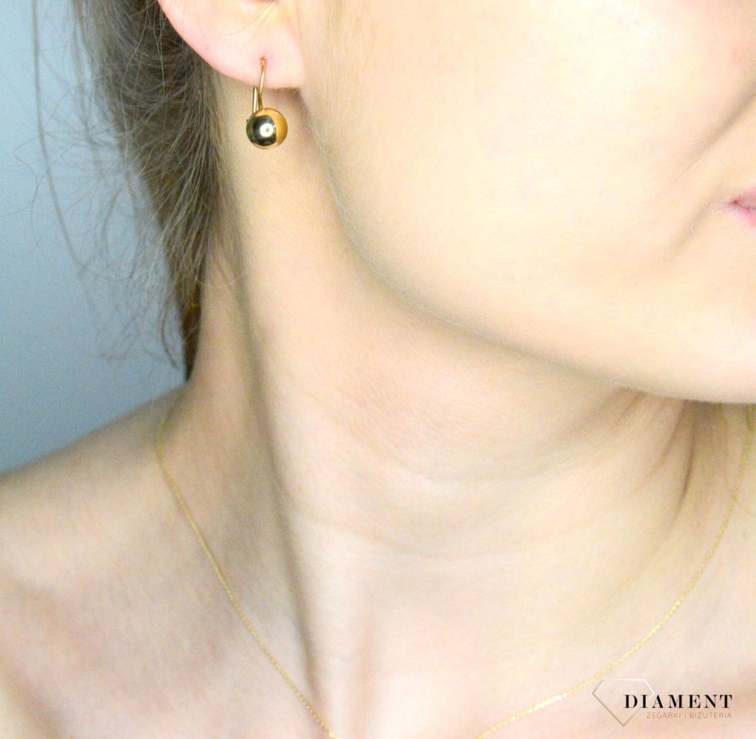Złote kolczyki damskie 585 wiszące kulki 8 mm DIA-KLC-11188-375.jpg