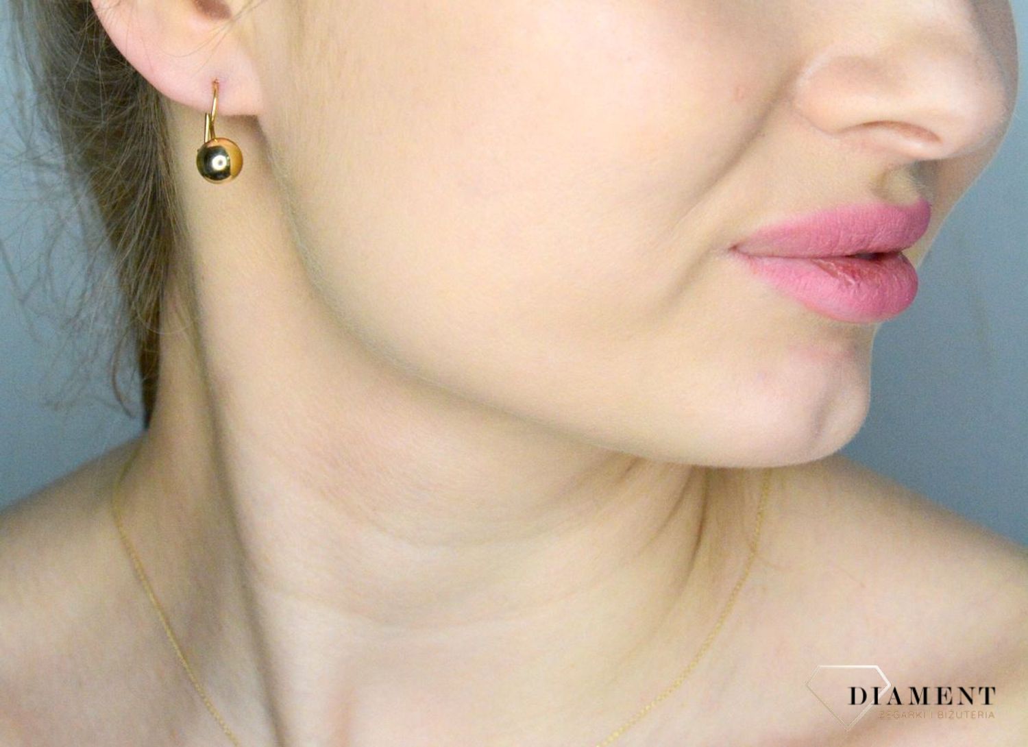 Złote kolczyki damskie 585 wiszące kulki 8 mm DIA-KLC-11188-375.jpg