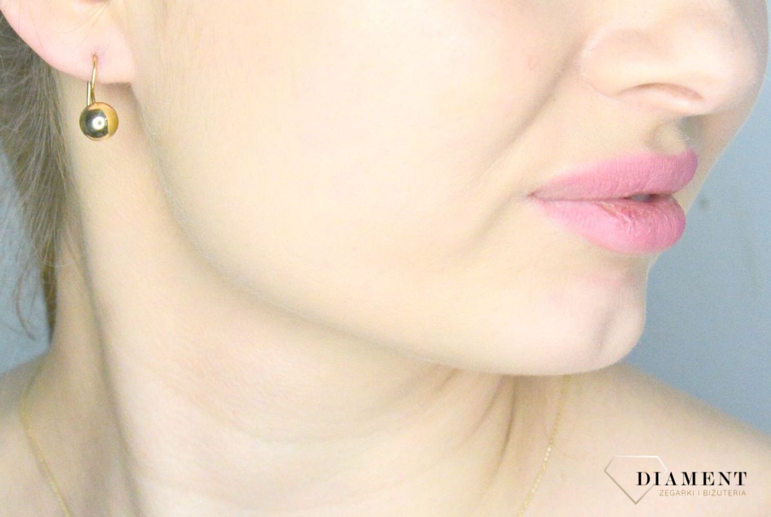 Złote kolczyki damskie 585 wiszące kulki 8 mm DIA-KLC-11188-375.jpg