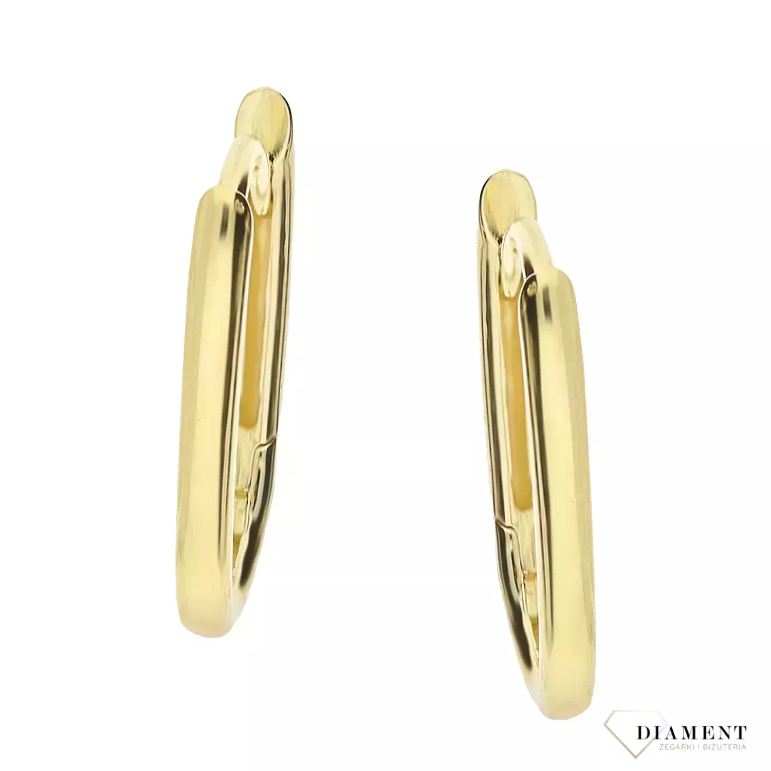 Złote kolczyki damskie 375 złote kolczyki owalne koła DIA-KLC-11193-375 Złote kolczyki damski o ponadczasowej formie kółek. Wąskie kolczyki koła idealne na prezent dla  każdej kobiety. Złote damskie kolczyki.webp