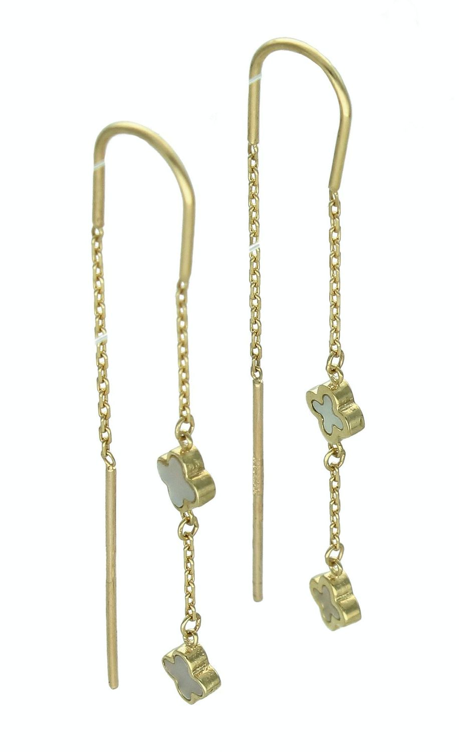 Złote kolczyki damskie 375 Złote kolczyki przeciągane Koniczynki z masą perłową DIA-KLC--11194-375.jpg