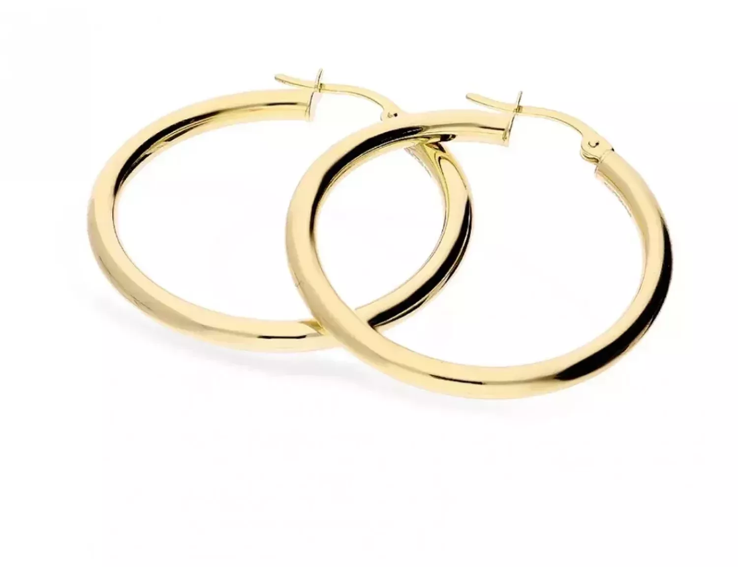 Złote kolczyki damskie 585 złote kolczyki koła DIA-KLC-11201-585 Damska złota biżuteria, to idealny pomysł na prezent. Złota kolczyki damskie o formie gładkich kółek. Kolczyki damskie wygodne i ponadczasowe..webp