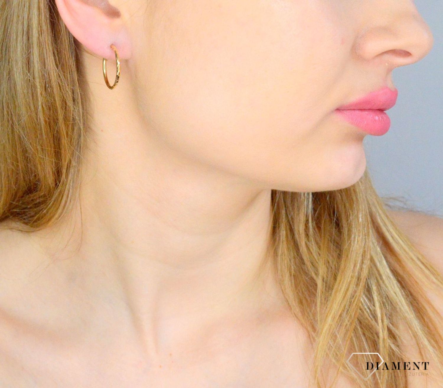 Kolczyki damskie złote 585 Grawerowane kółka  DIA-KLC-11220-585.jpg