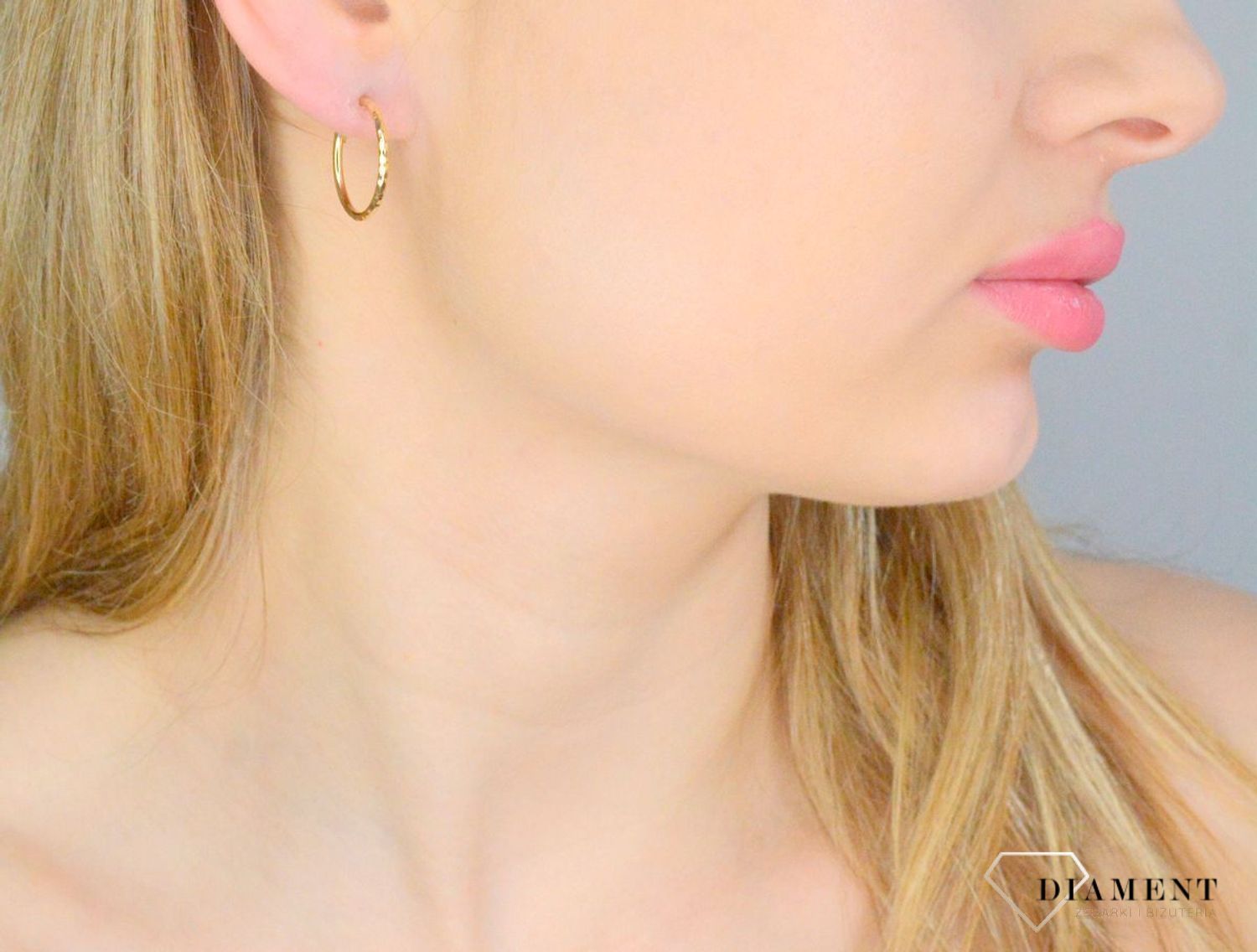 Kolczyki damskie złote 585 Grawerowane kółka  DIA-KLC-11220-585.jpg