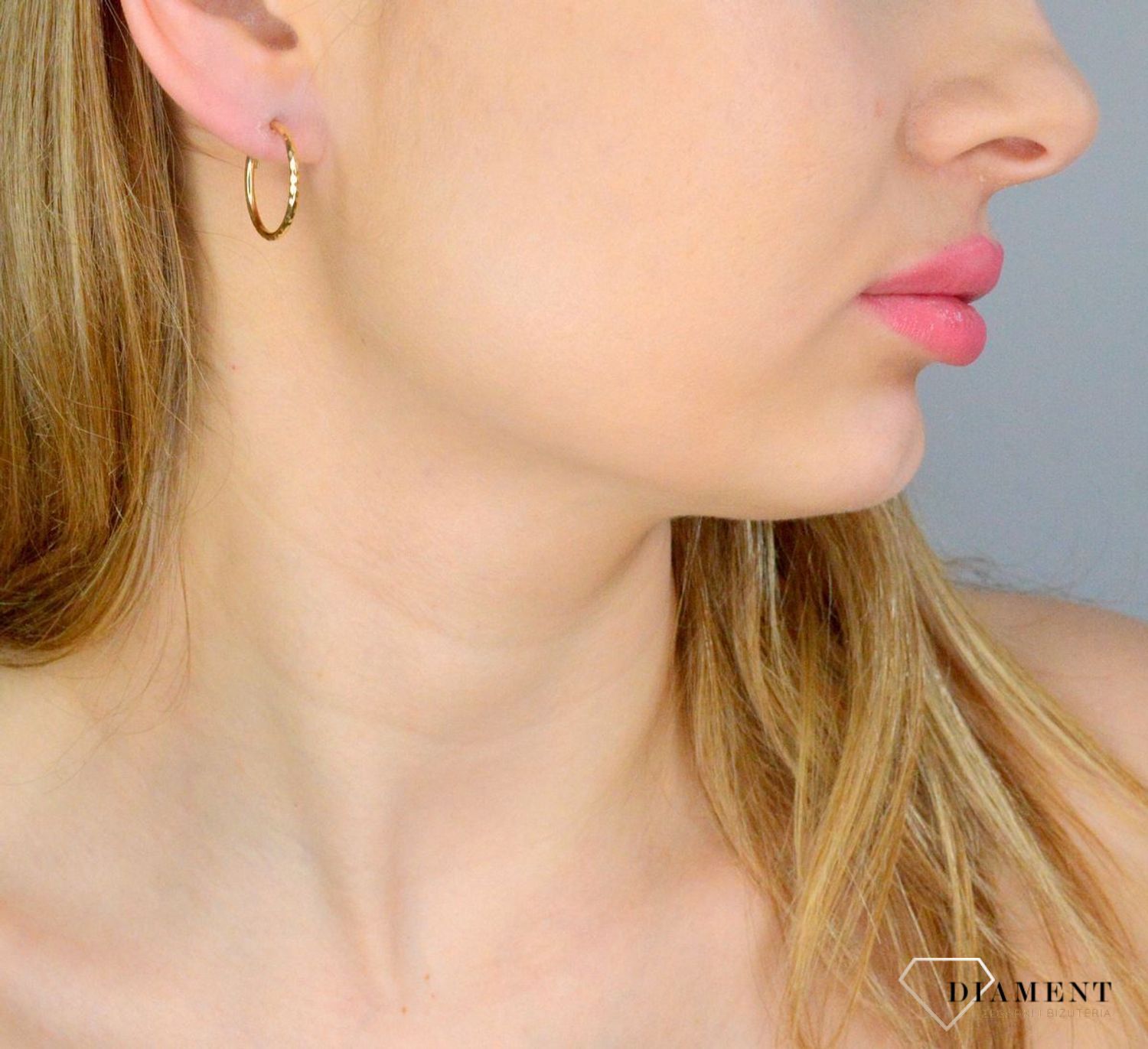 Kolczyki damskie złote 585 Grawerowane kółka  DIA-KLC-11220-585.jpg