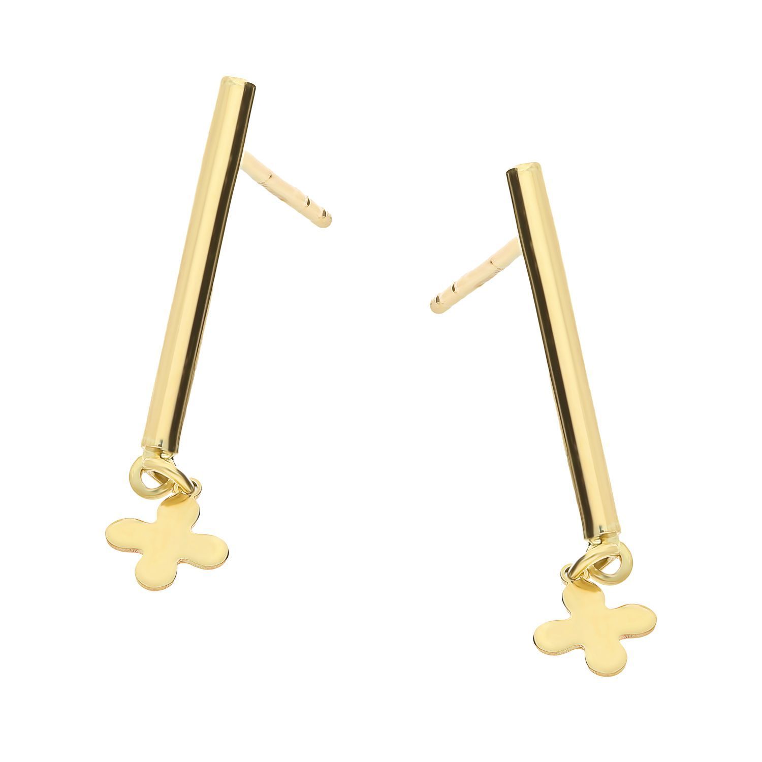 Kolczyki damskie złote 375 Wkrętki gładkie rurki i kwiatek DIA-KLC-11234-375.jpg