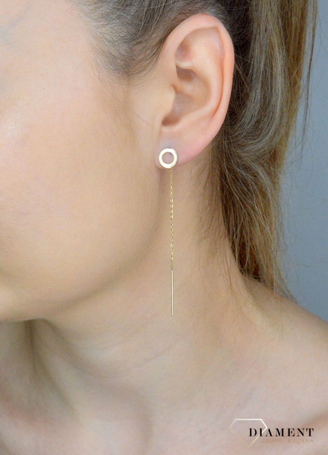 Złote kolczyki damskie 375 Przeciągane Gładka oponka DIA-KLC-11239-375.jpg