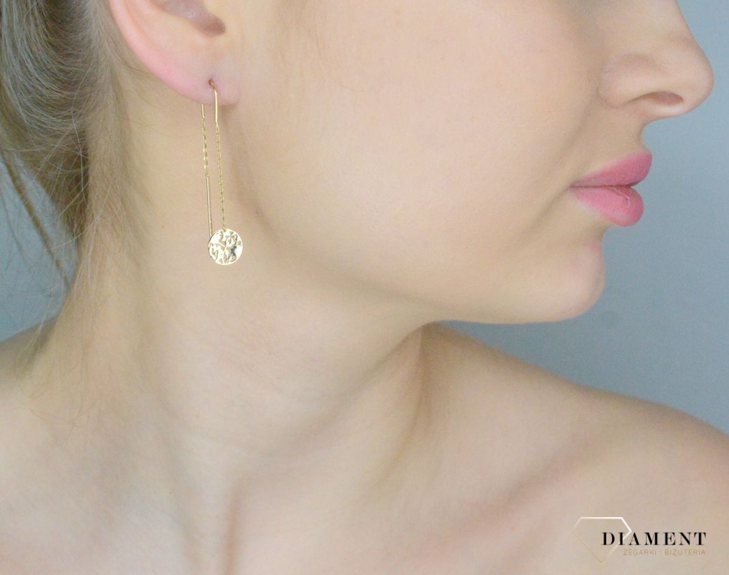 Złote kolczyki damskie 375 Przeciągane z ażurowymi kółkami  DIA-KLC-11240-375.jpg