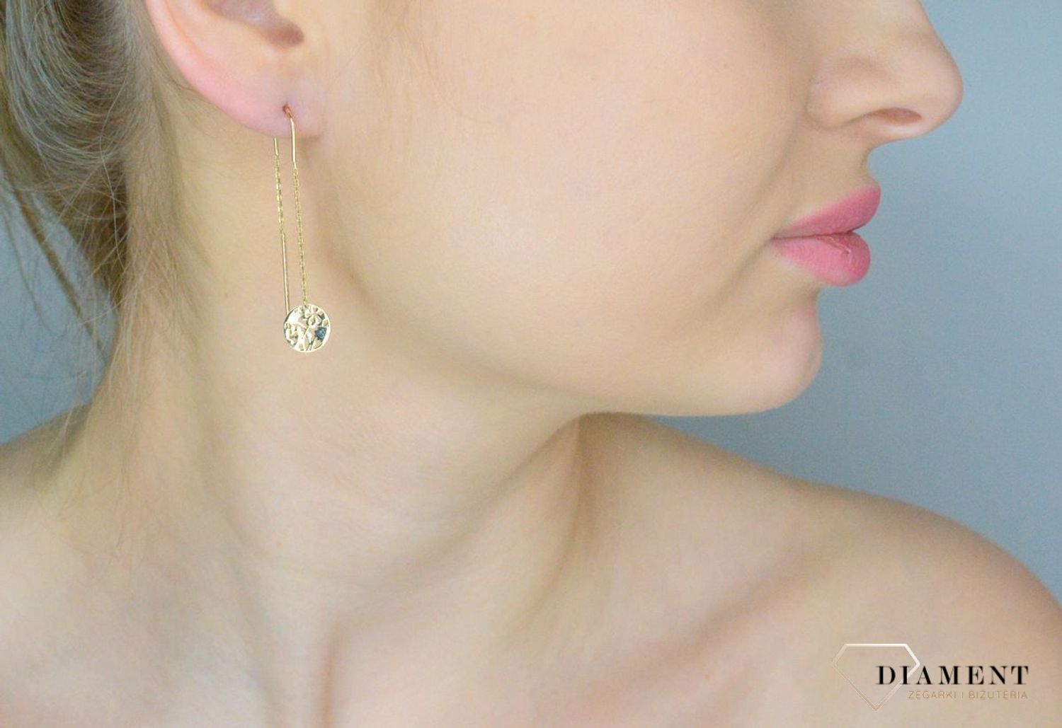 Złote kolczyki damskie 375 Przeciągane z ażurowymi kółkami  DIA-KLC-11240-375.jpg