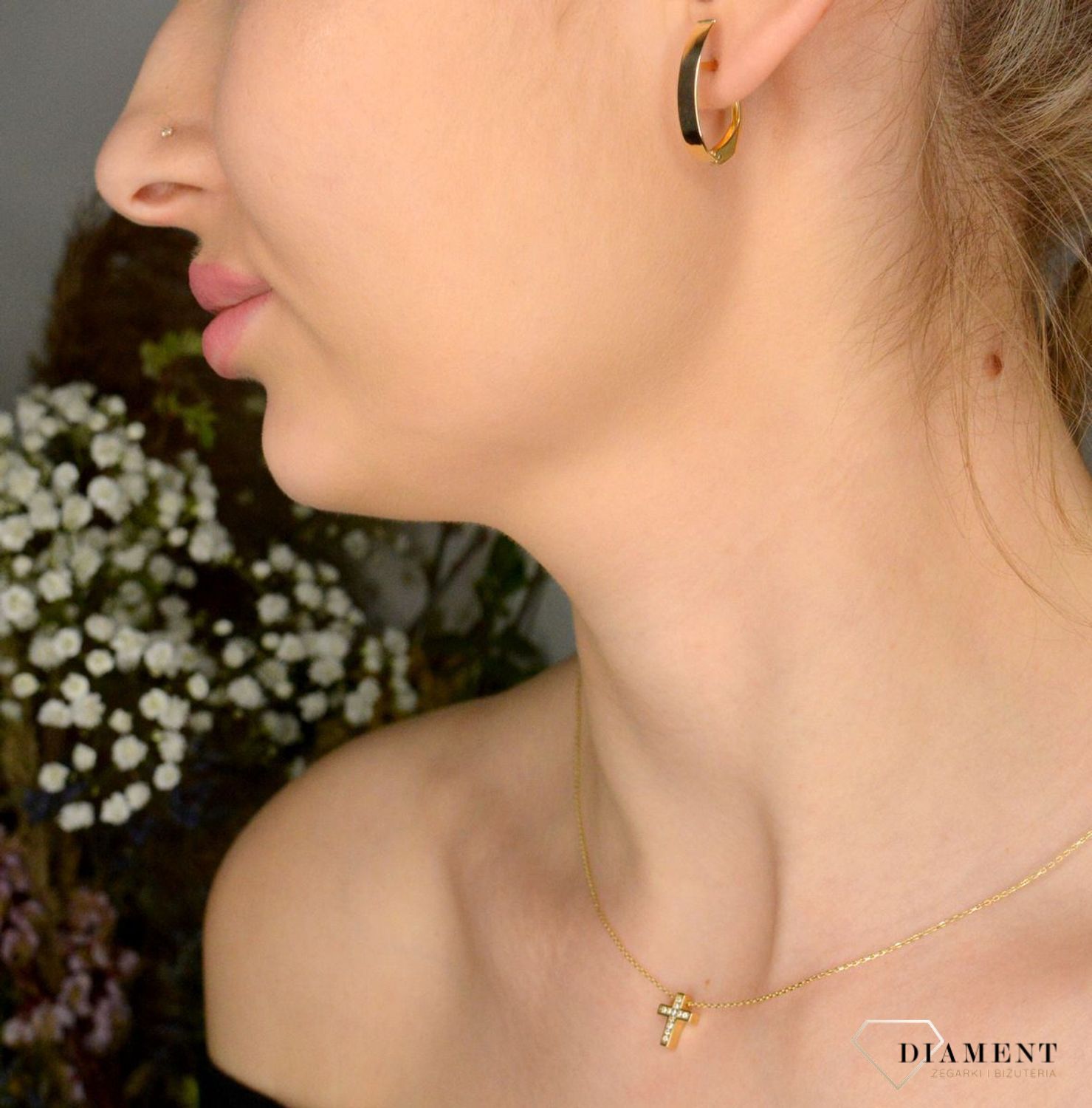 Złote kolczyki damskie 375 Gładkie blaszki DIA-KLC-11244-375.webp