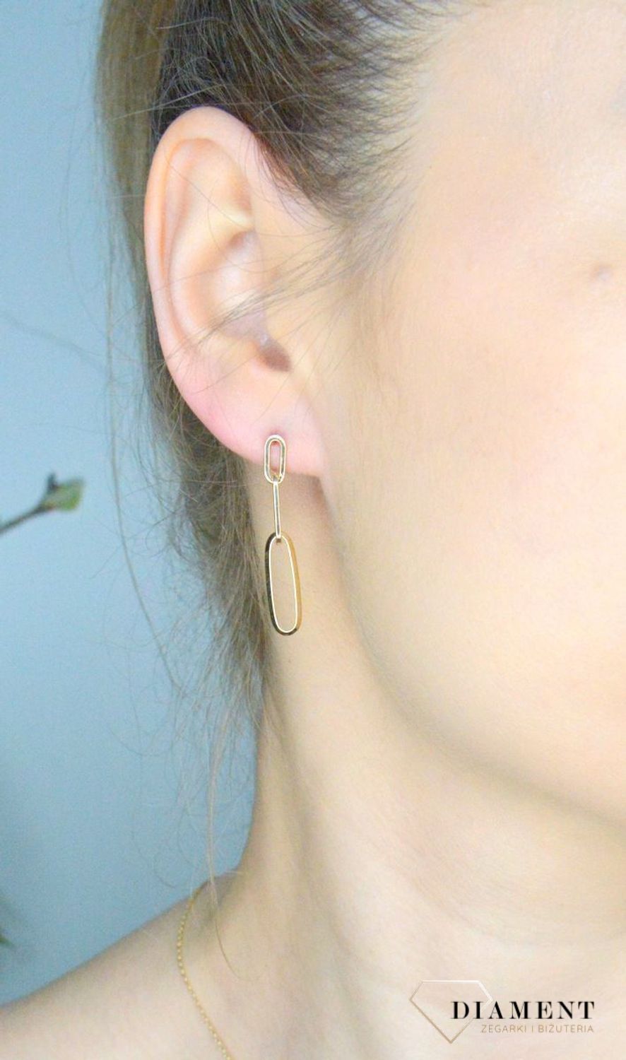 Kolczyki  złote wiszące damskie 375 duże podłużne ogniwa DIA-KLC-11245-375.jpg