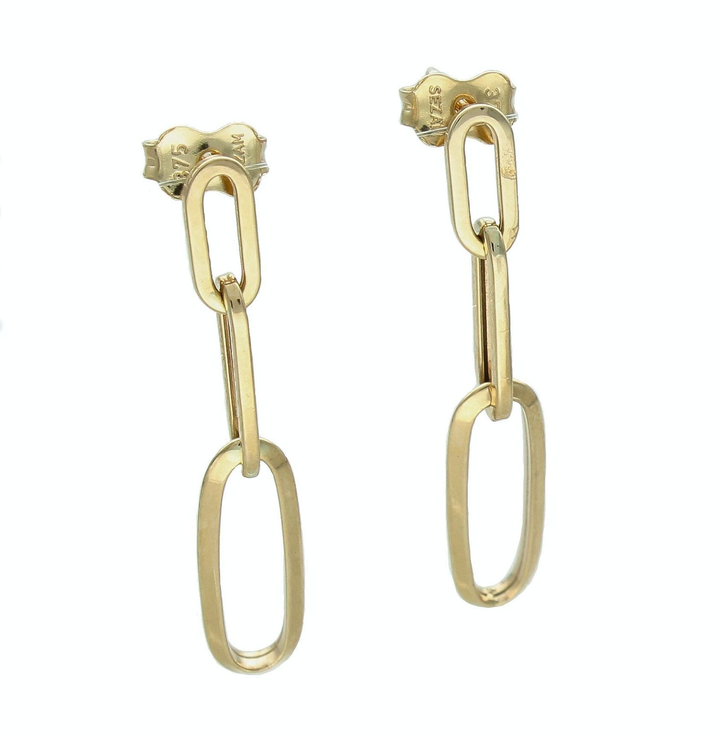 Kolczyki  złote wiszące damskie 375 duże podłużne ogniwa DIA-KLC-11245-375.jpg