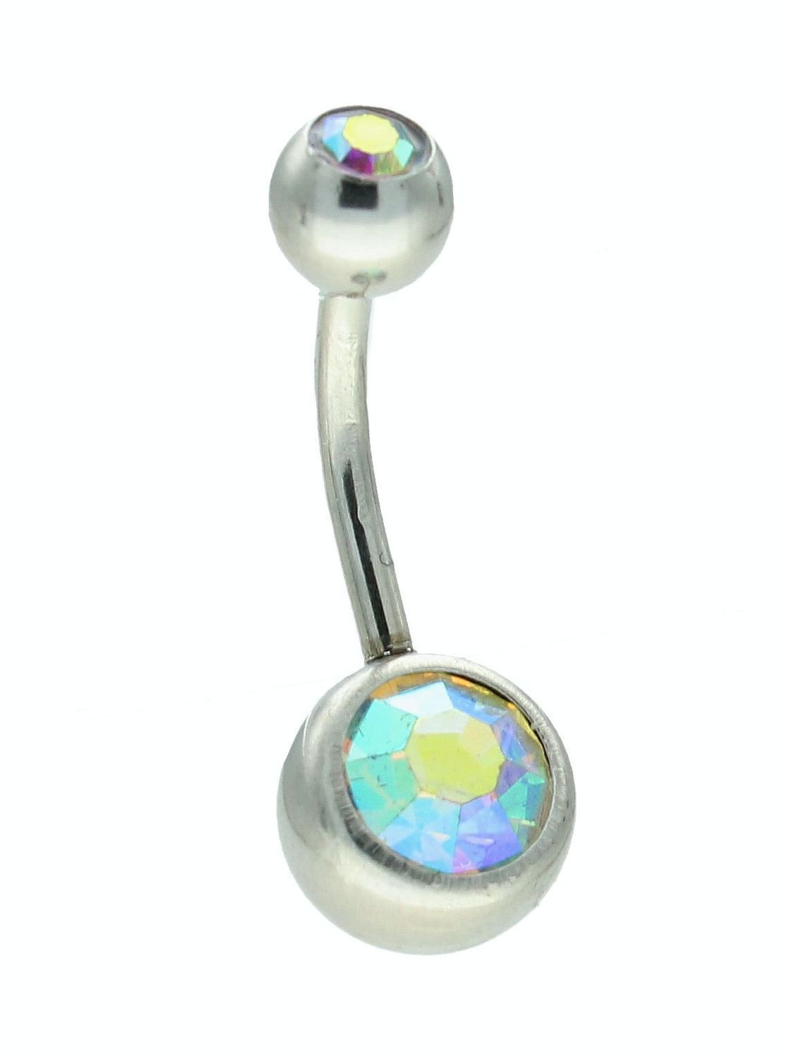 Kolczyk do pępka stalowy kulka z opalizującą cyrkonią DIA-KLC-11260-AB-STAL. Stalowy kolczyk do pępka. Kolczyk do pępka z cyrkonią. Kolczyk do pępka ze stali chirurgicznej. Kolczyk do pępka na prezent. Biżuteria na lato..jpg