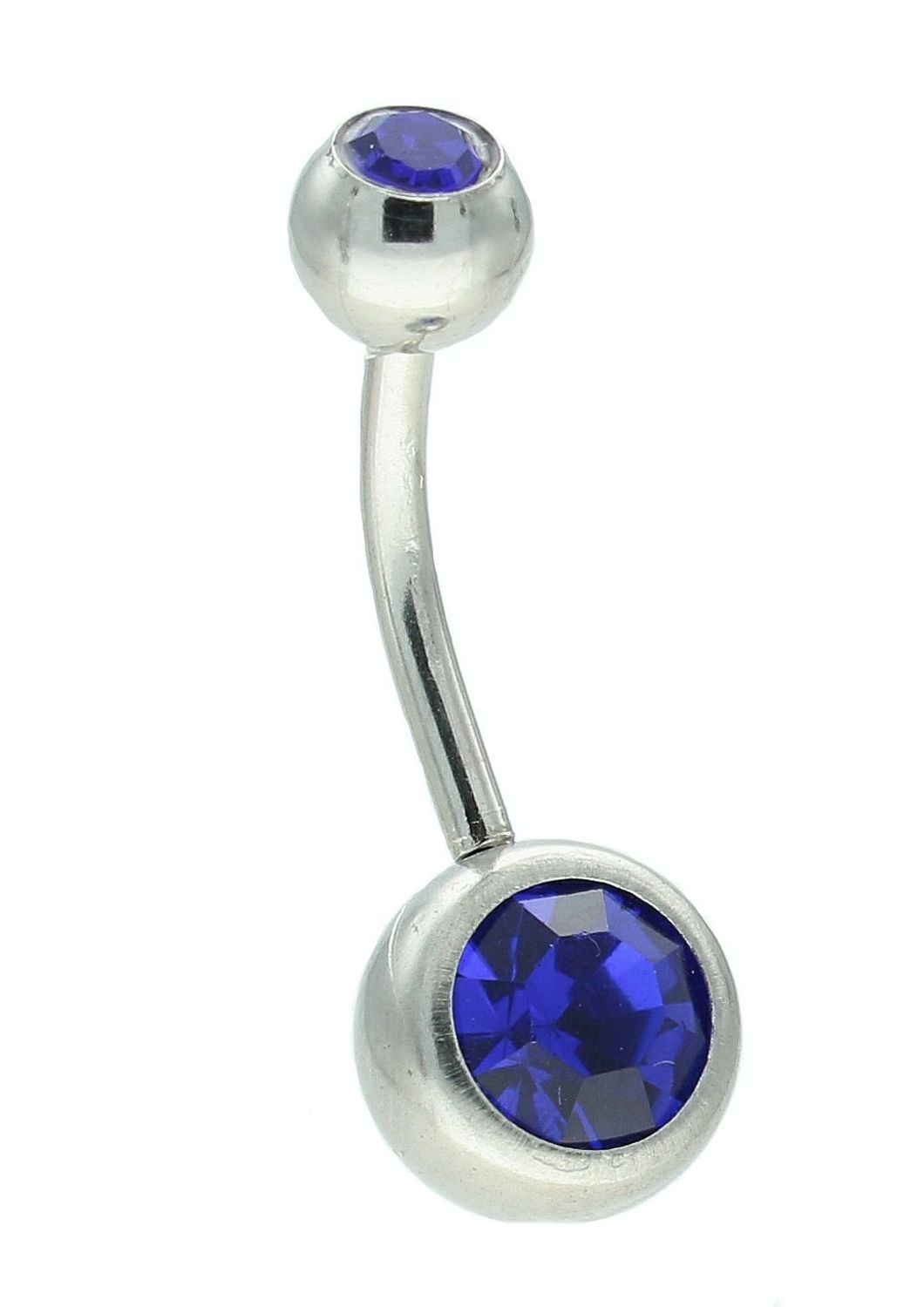 Kolczyk do pępka stalowy kulka z granatową cyrkonią DIA-KLC-11260-GRANATOWY-STAL. Stalowy kolczyk do pępka. Kolczyk do pępka z cyrkonią. Kolczyk do pępka ze stali chirurgicznej. Kolczyk do pępka na prezent. Biżuteria na lato.jpg