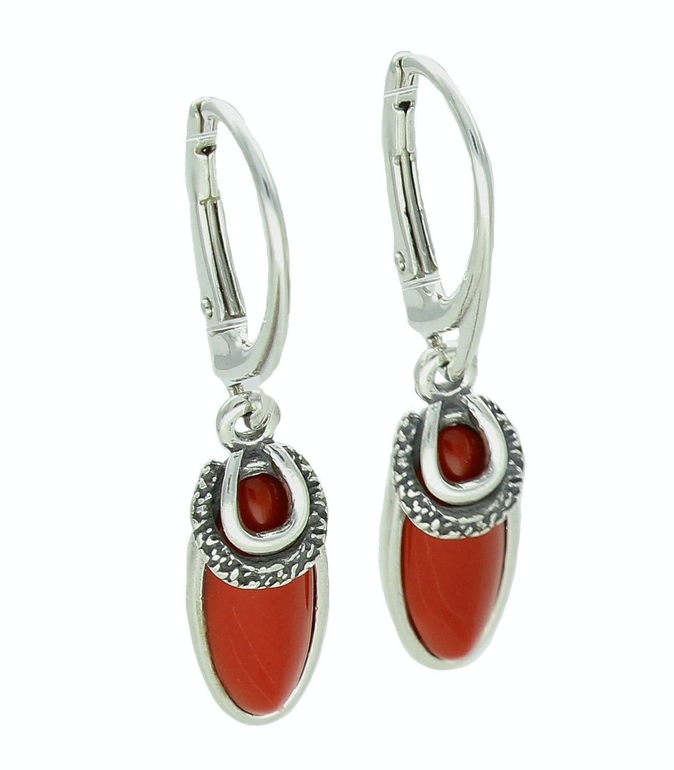 Srebrne kolczyki damskie 925 wiszące z koralem DIA-KLC-11263-925.jpg