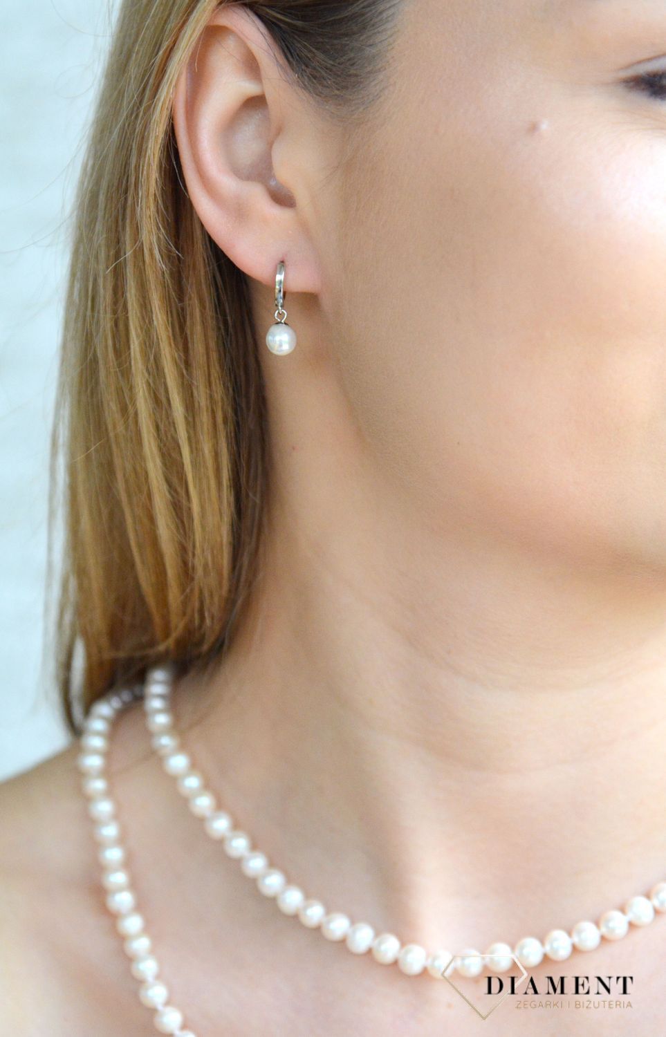 Srebrne kolczyki damskie 925 kółeczka z wiszącą perełką DIA-KLC-11266-925.jpg