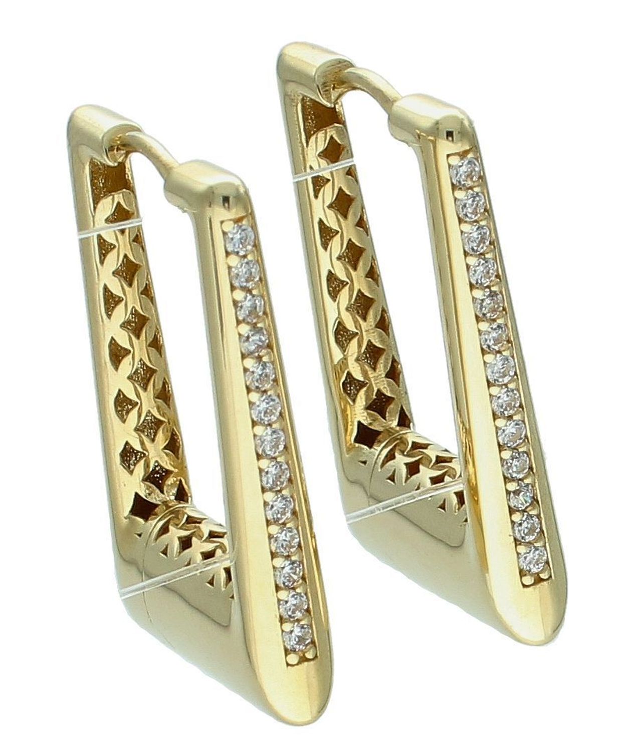 Złote kolczyki damskie 585 prostokąty z ażurowym zdobieniem i cyrkoniami DIA-KLC-11310-585.jpg