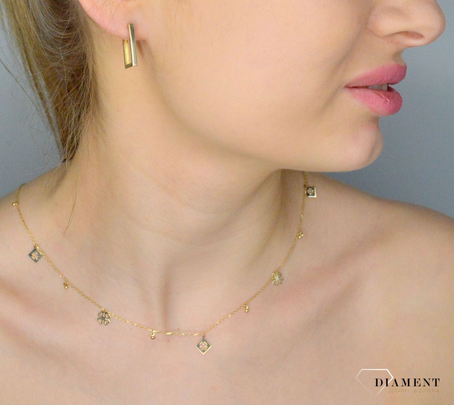 Kolczyki damskie złote 585 klasyczne prostokąty  DIA-KLC-11314-585. Złote kolczyki damskie. Kolczyki złote damskie klasyczne. Złote kolczyki eleganckie. Złote kolczyki damskie na prezent..jpg