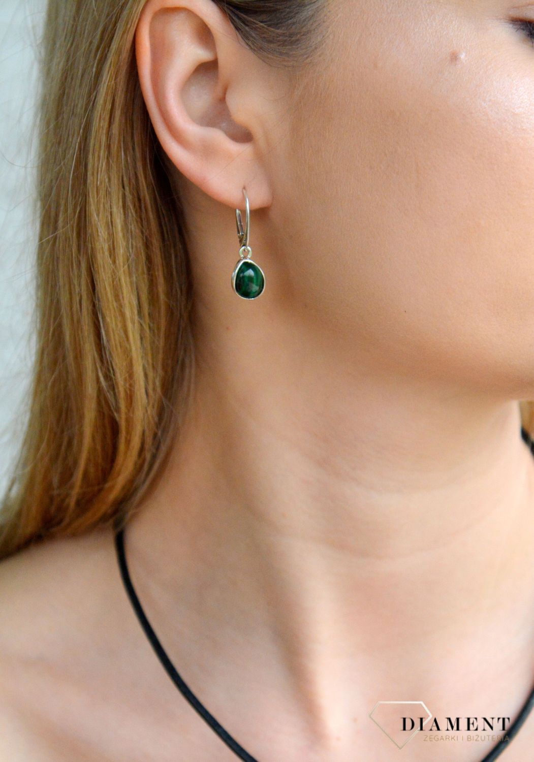Srebrne kolczyki damskie 925 wiszące z owalnym malachitem DIA-KLC-11322-925.jpg