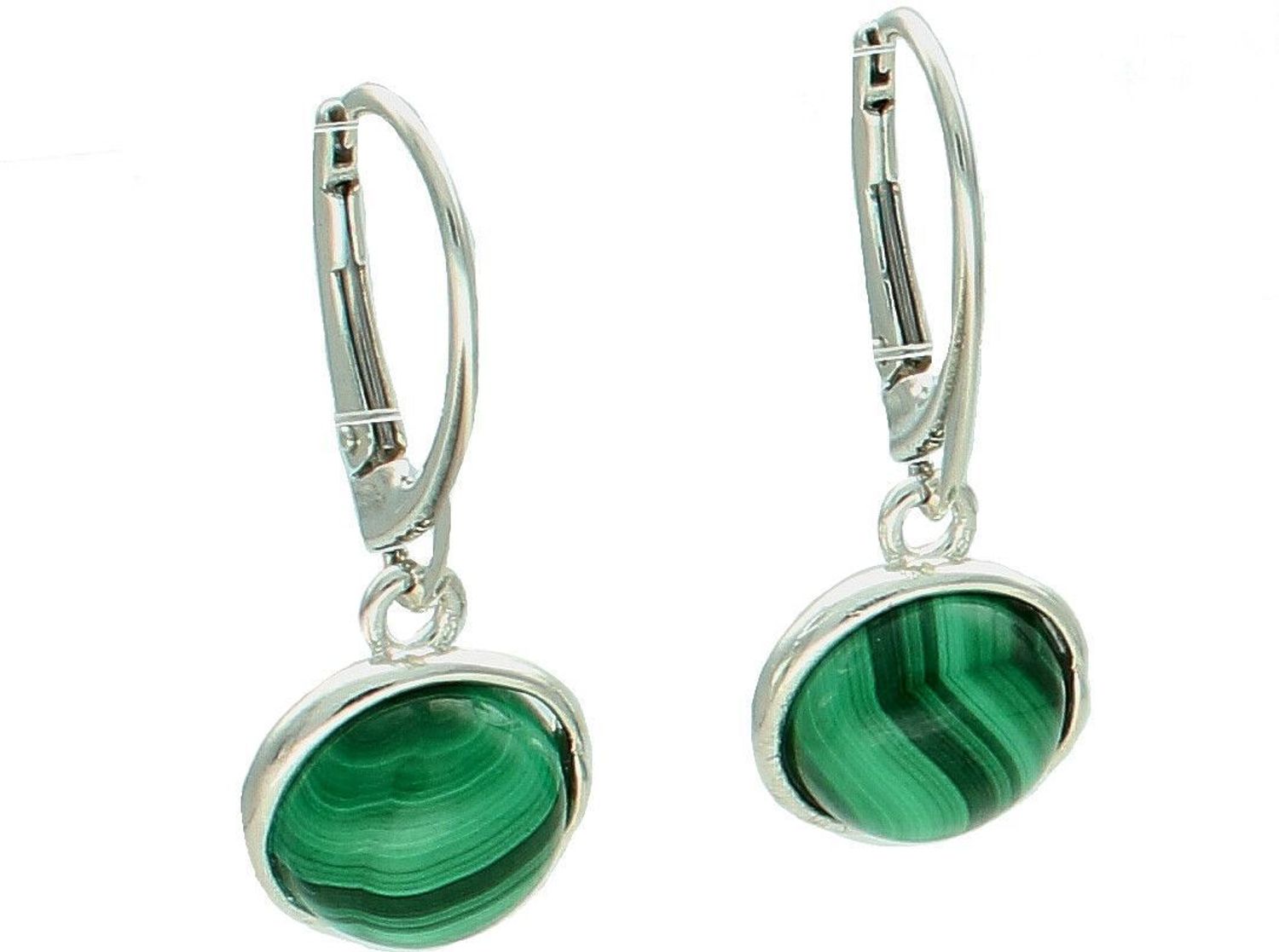 Srebrne kolczyki damskie 925 wiszące z okrągłym malachitem DIA-KLC-11323-925.jpg