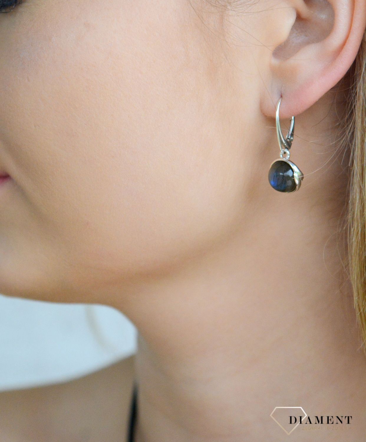 Srebrne kolczyki damskie 925 wiszące z labradorytem DIA-KLC-11334-925.jpg