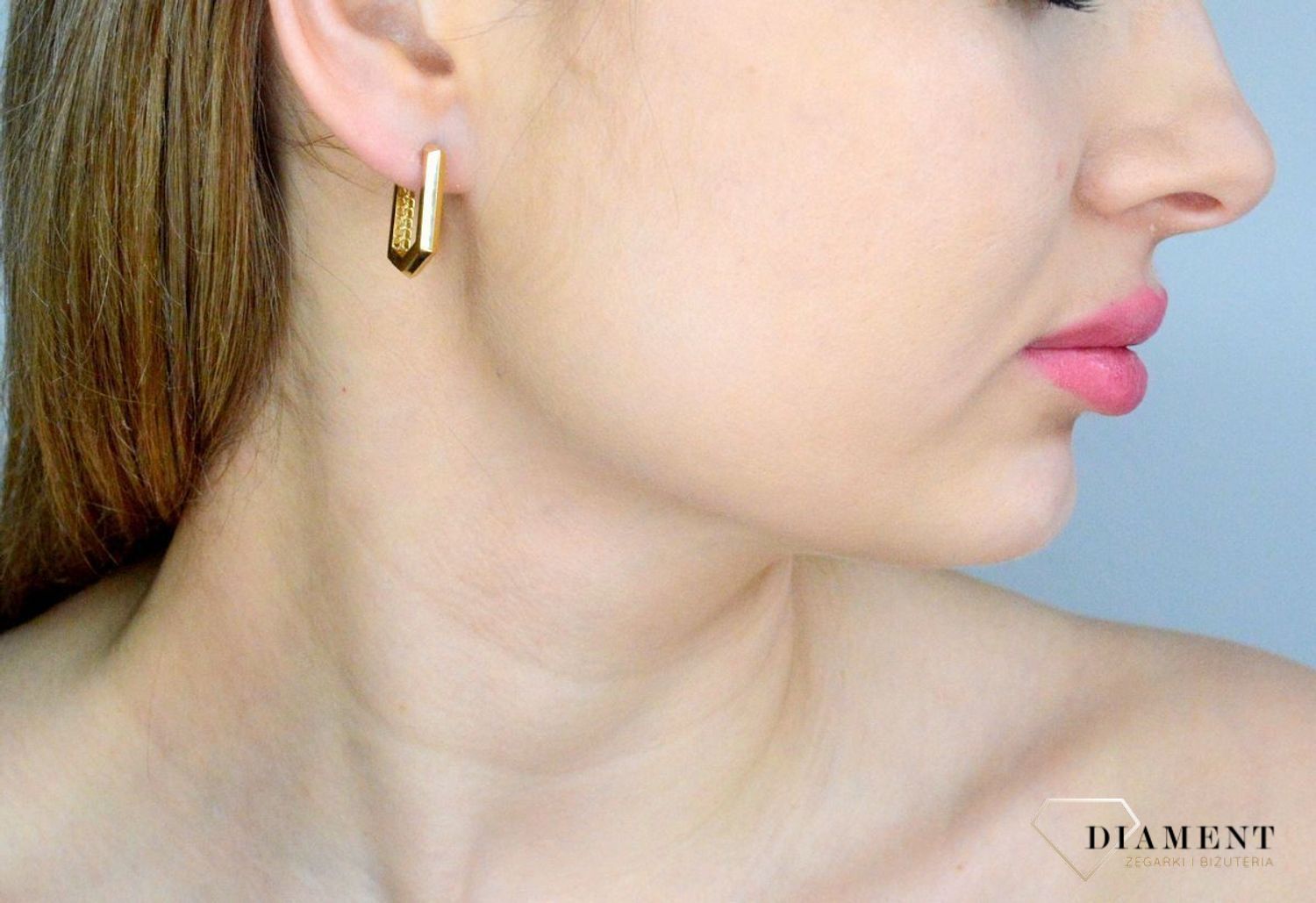 Złote kolczyki damskie 585 podłużne geometryczne DIA-KLC-11341-585.jpg