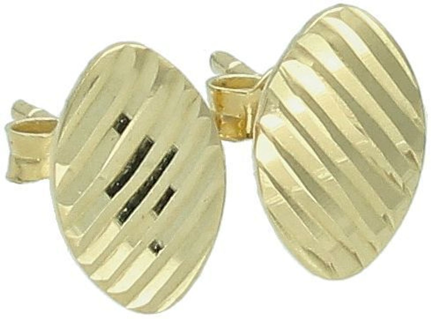 Kolczyki złote 585 grawerowany owal DIA-KLC-11407-585 Złote kolczyki wykonane z najwyższej jakości żółtego złota, próby 585. Kolczyki złote idealne na prezent. 1.jpg