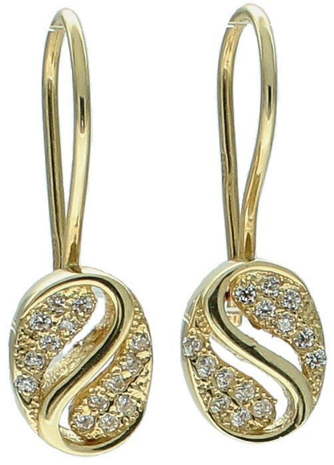 Złote kolczyki damskie 585 wiszące z cyrkoniami DIA-KLC-11426-585. Złote kolczyki damskie. Złote kolczyki wiszące dla dziewczynki. Kolczyki złote z cyrkoniami. Złote kolczyki wiszące na prezent.1.jpg