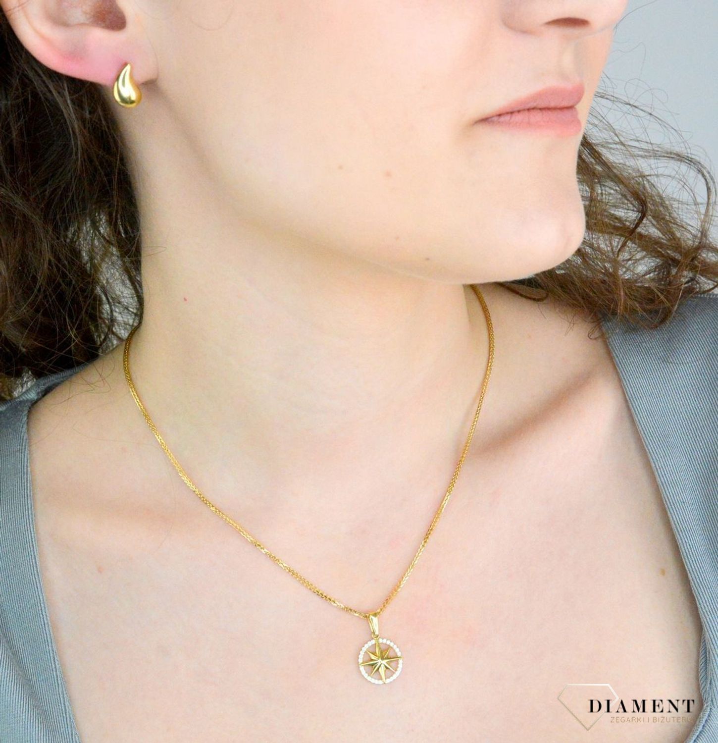 Kolczyki srebrne pozłacane łezki pr 925, DIA-KLC-11481Z-925 Srebrne kolczyki zostały wykonane z najwyższej jakości srebra próby 925. Idealny prezent dla każdej 1.jpg