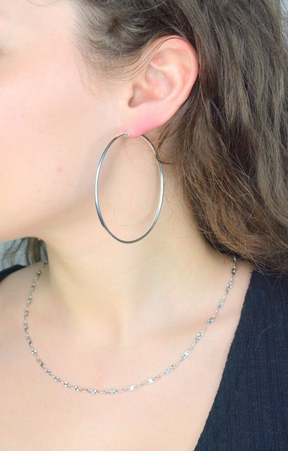 Srebrne kolczyki damskie 925 koła gładkie 6,9 cm.jpg