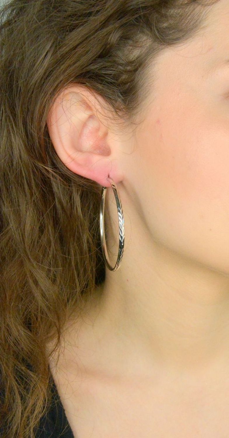 Srebrne kolczyki damskie 925 koła grawerowane 5,5 cm..jpg