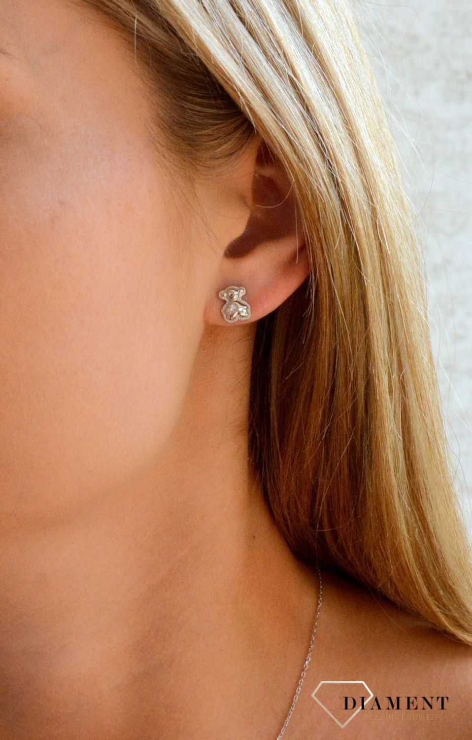 Srebrne kolczyki dziecięce 925 misie z zapięciem na sztyft DIA-KLC-11567-925.jpg