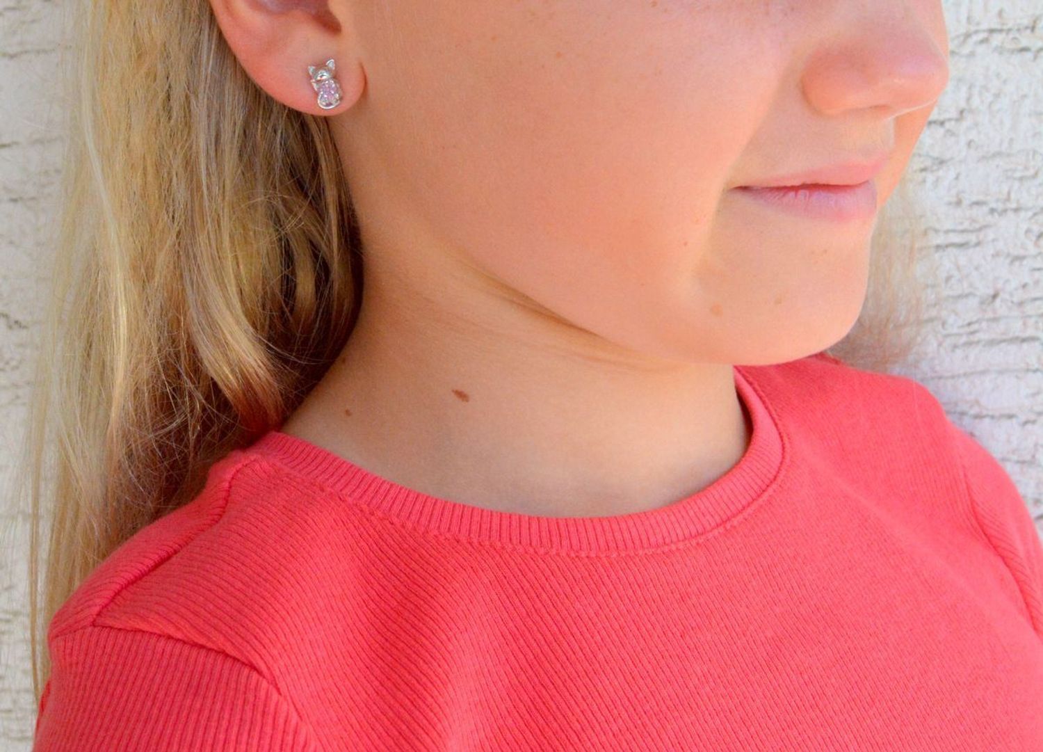 Srebrne kolczyki dziecięce 925 kotki z różową cyrkonią DIA-KLC-11568-925.jpg