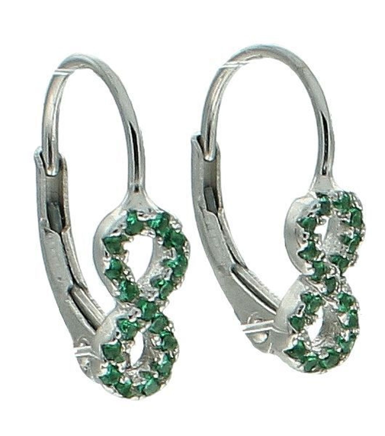 Srebrne kolczyki damskie 925 nieskończoność z zielonymi cyrkoniami DIA-KLC-11569-925. Srebrne kolczyki damskie. Srebrne kolczyki wiszące. Kolczyki damskie z cyrkoniami. Kolczyki srebrne na bigiel. Kolczyki 1.jpg