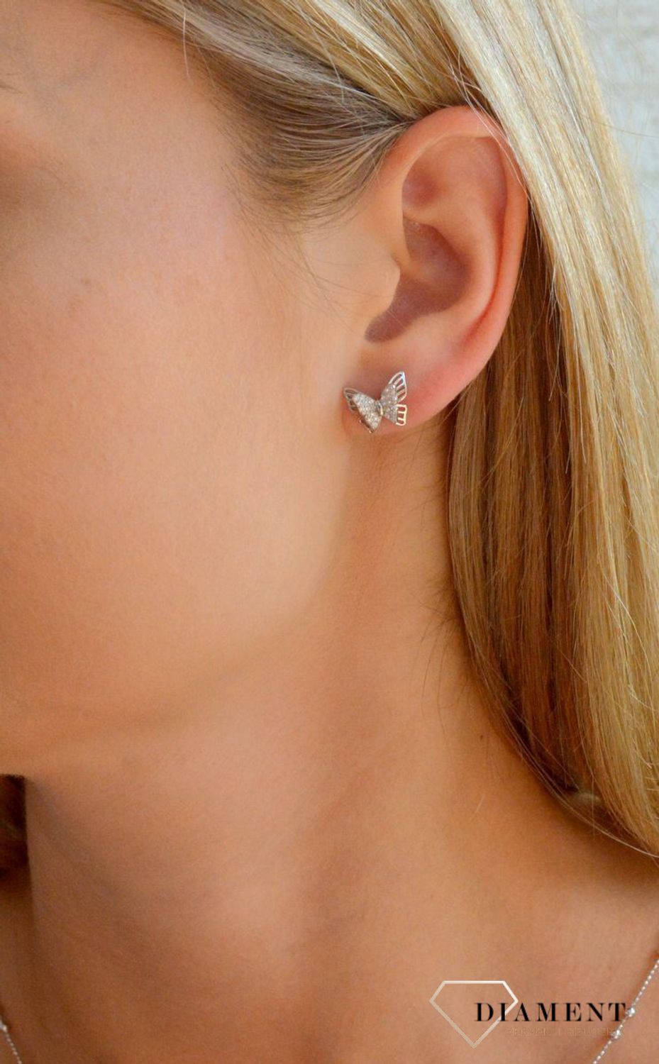 Srebrne kolczyki damskie 925 motylki 3D z cyrkoniami DIA-KLC-11571-925.jpg