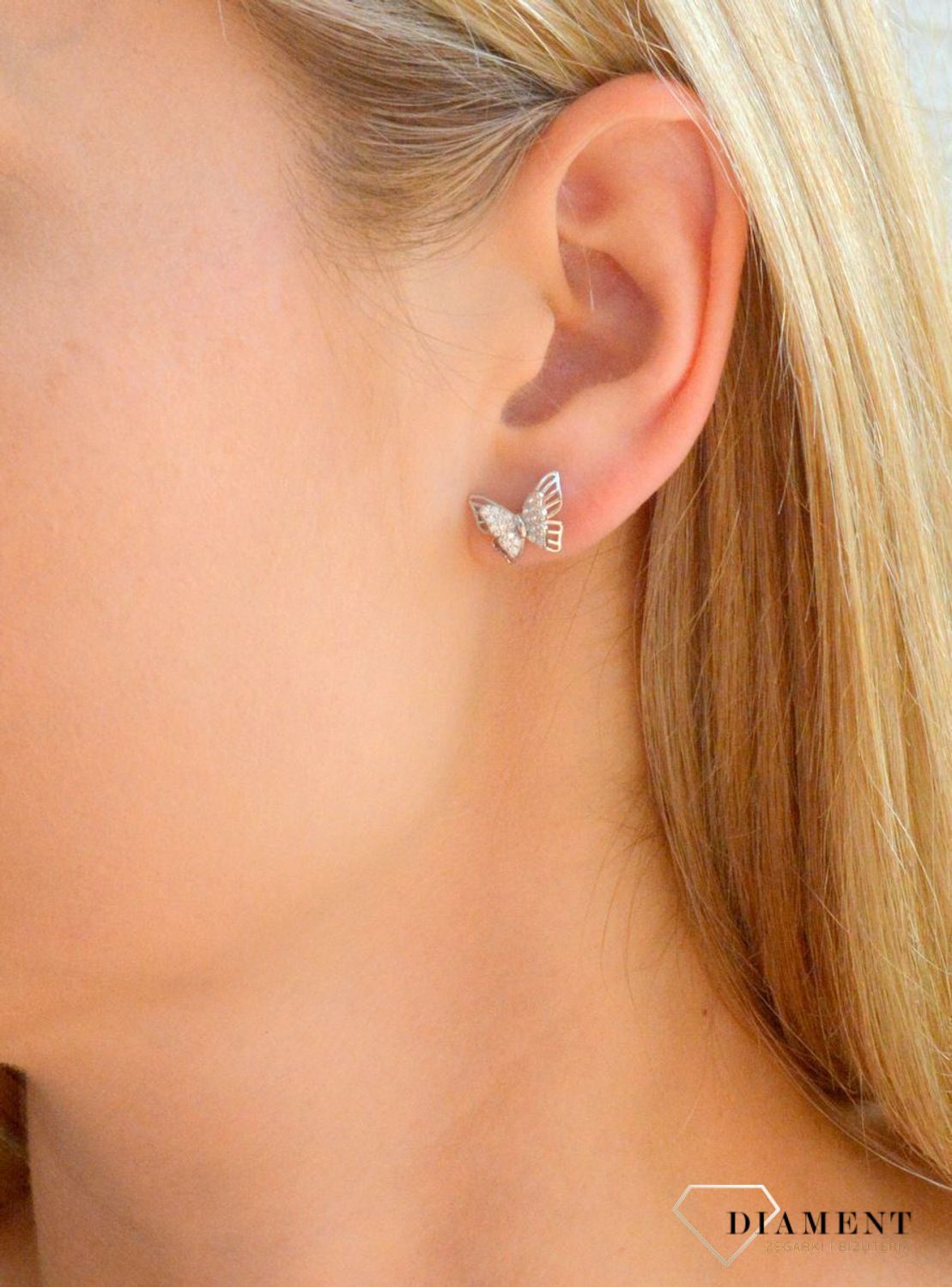 Srebrne kolczyki damskie 925 motylki 3D z cyrkoniami DIA-KLC-11571-925.jpg