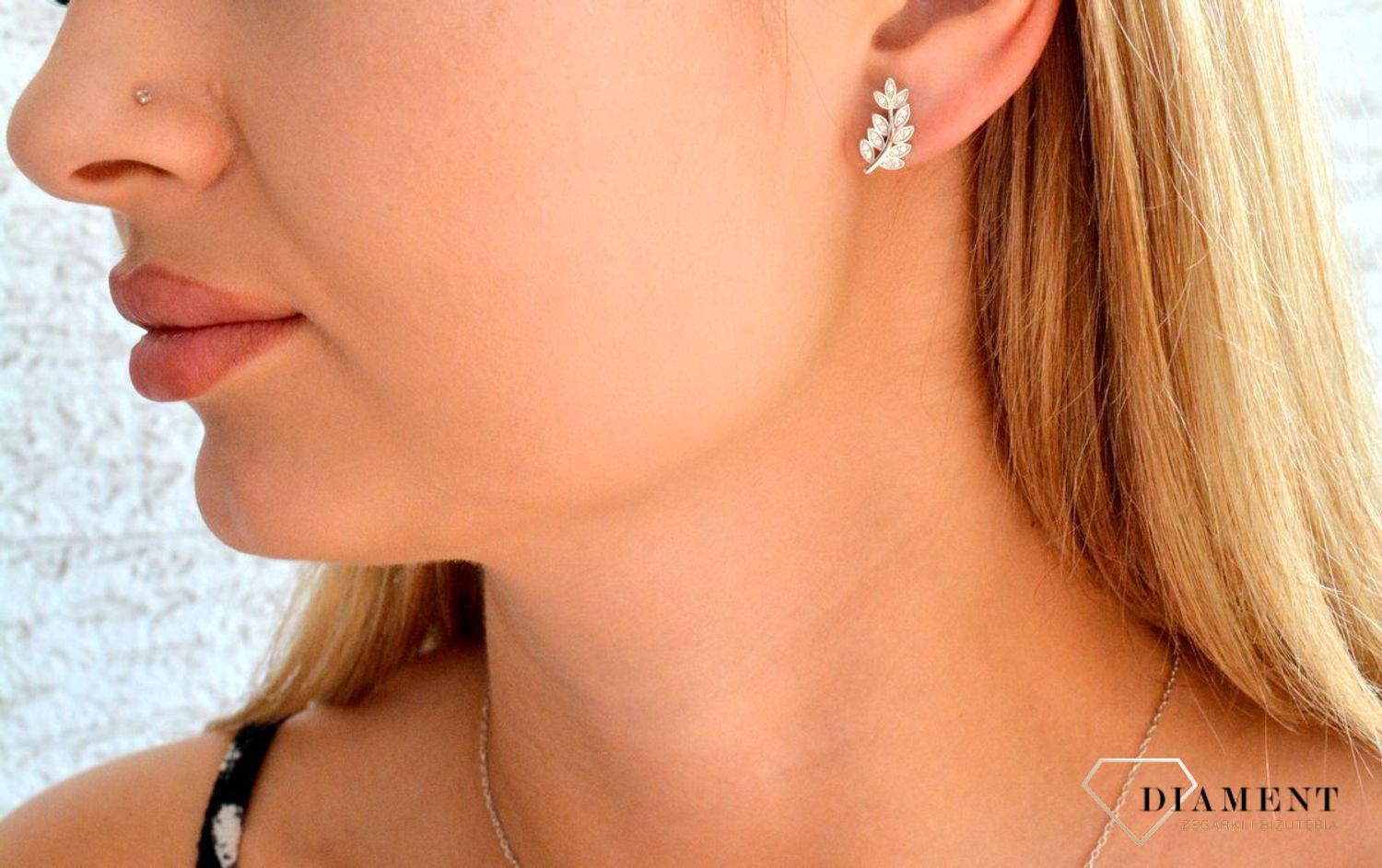 Srebrne kolczyki damskie 925 listki z cyrkoniami DIA-KLC-11580-925.jpg