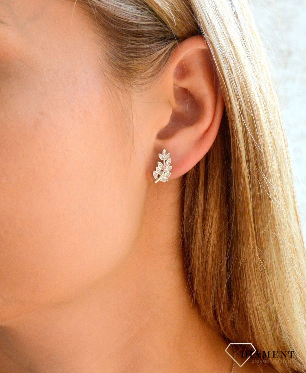 Srebrne kolczyki damskie 925 listki z cyrkoniami DIA-KLC-11580-925.jpg