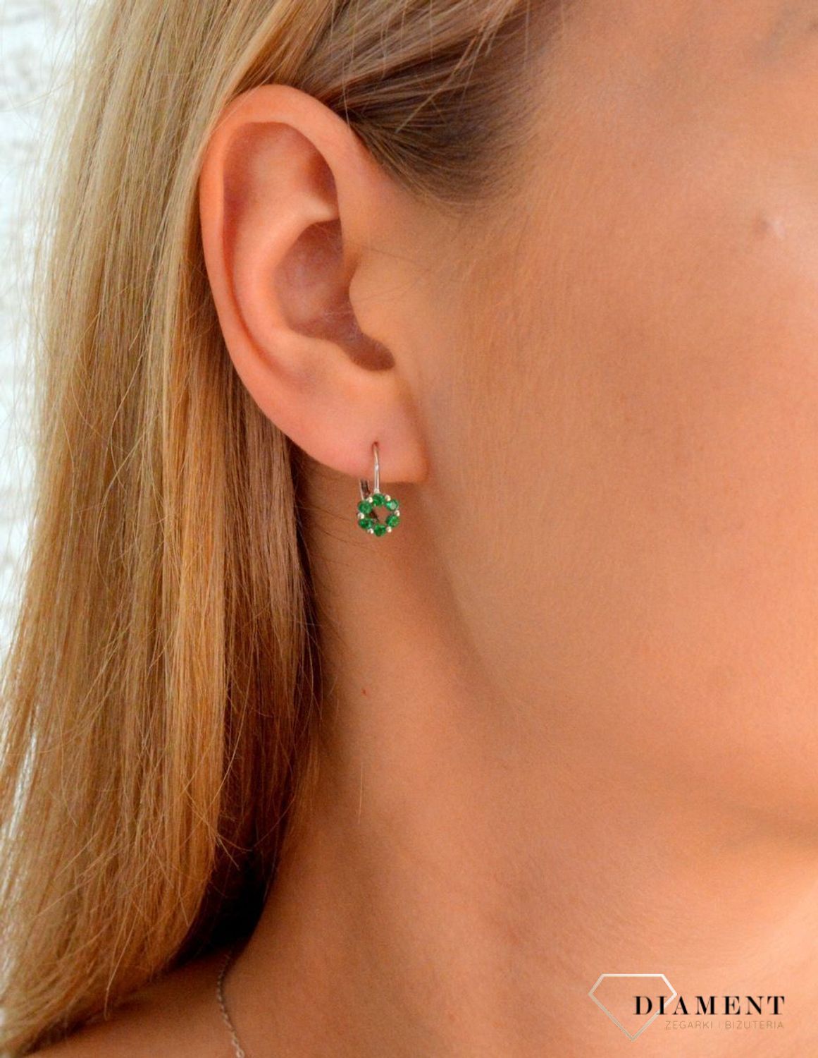 Srebrne kolczyki damskie 925 okrągłe z zielonymi cyrkoniami DIA-KLC-11586-925.jpg