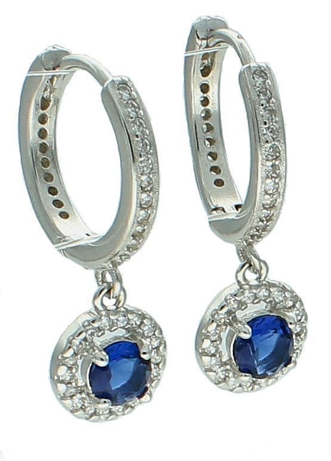 Srebrne kolczyki damskie 925 kółeczka z wiszącą granatową cyrkonią DIA-KLC-11587-925. Srebrne kolczyki damskie. Srebrne kolczyki kółeczka. Kolczyki damskie z cyrkoniami. 1.jpg