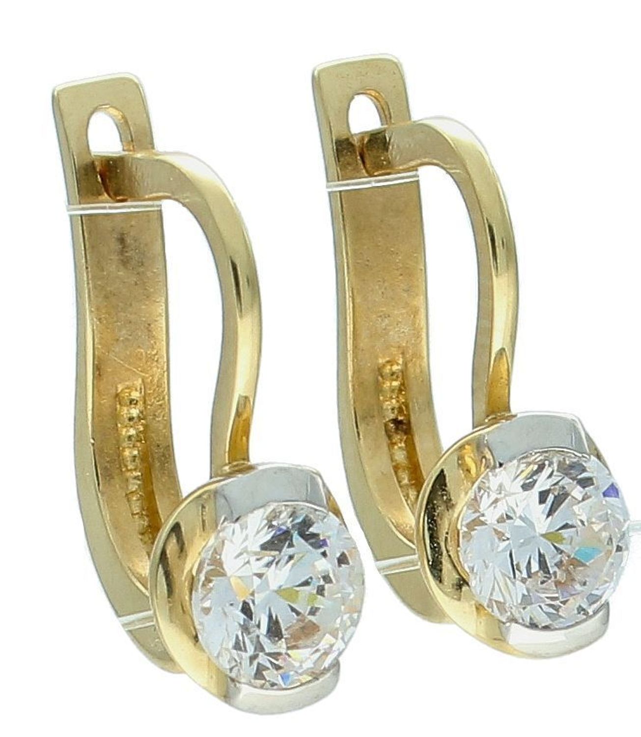 Kolczyki złote z cyrkonią pr 585, DIA-KLC-1162-585 Złote kolczyki zostały wykonane z najwyższej jakości złota próby 585. Złote kolczyki zostały ozdobione białą cyrkonią. 1.jpg