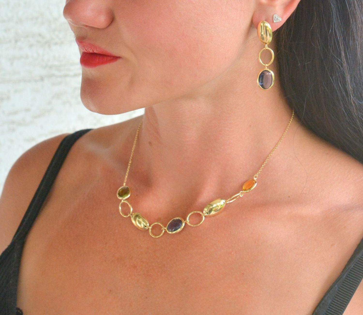 Srebrne kolczyki damskie pokryte złotem owalne fioletowe cyrkonie DIA-KLC-11688-925.jpg