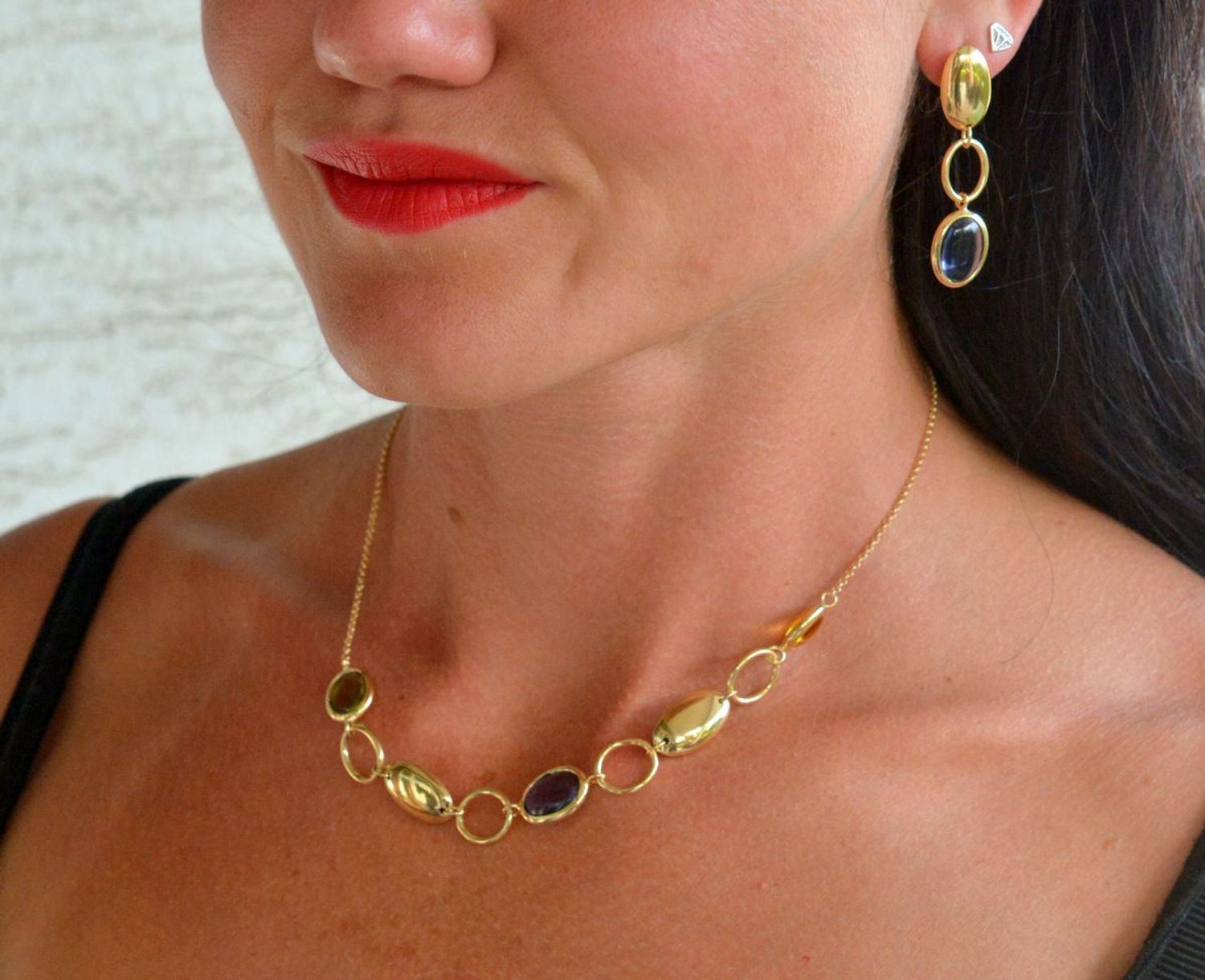 Srebrne kolczyki damskie pokryte złotem owalne fioletowe cyrkonie DIA-KLC-11688-925.jpg