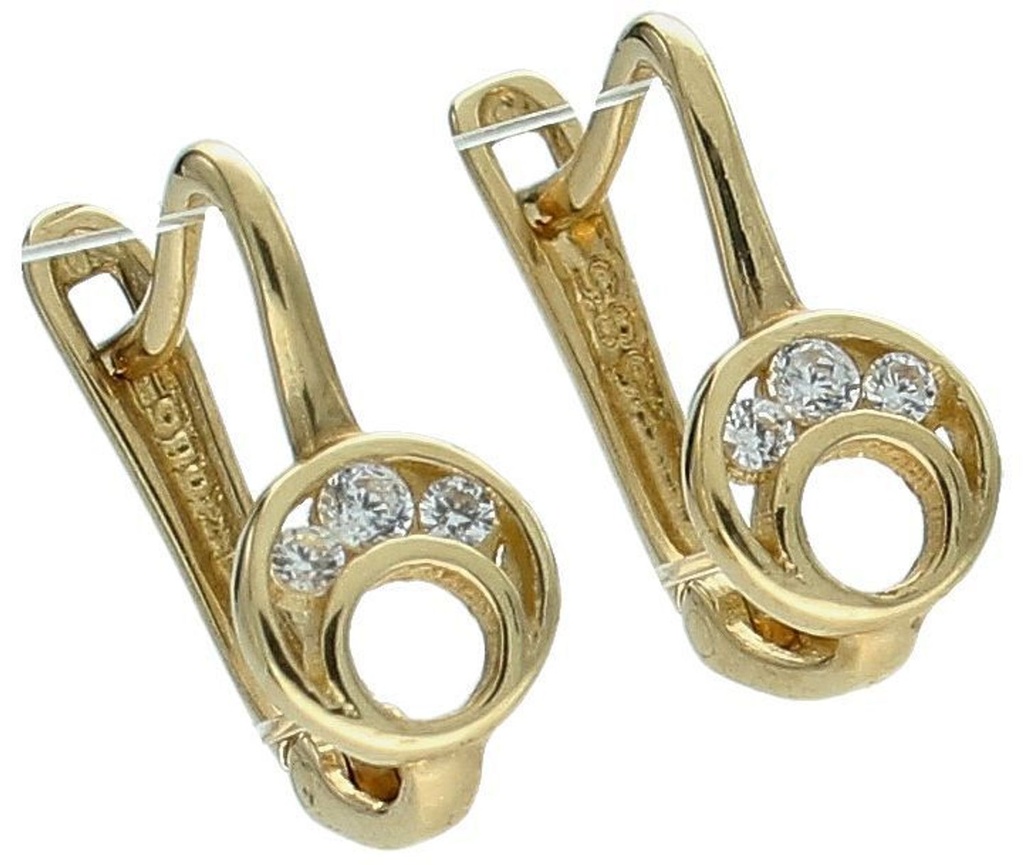 Kolczyki złote zap.ang. małe kółeczka z cyrkonią pr 585, DIA-KLC-1169-585.jpg