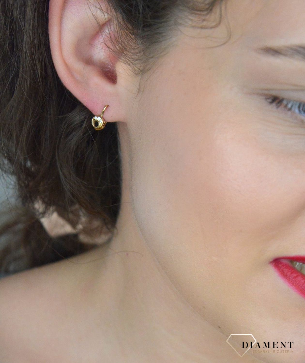 Kolczyki złote zap.ang. małe kółeczka z cyrkonią pr 585, DIA-KLC-1169-585.jpg
