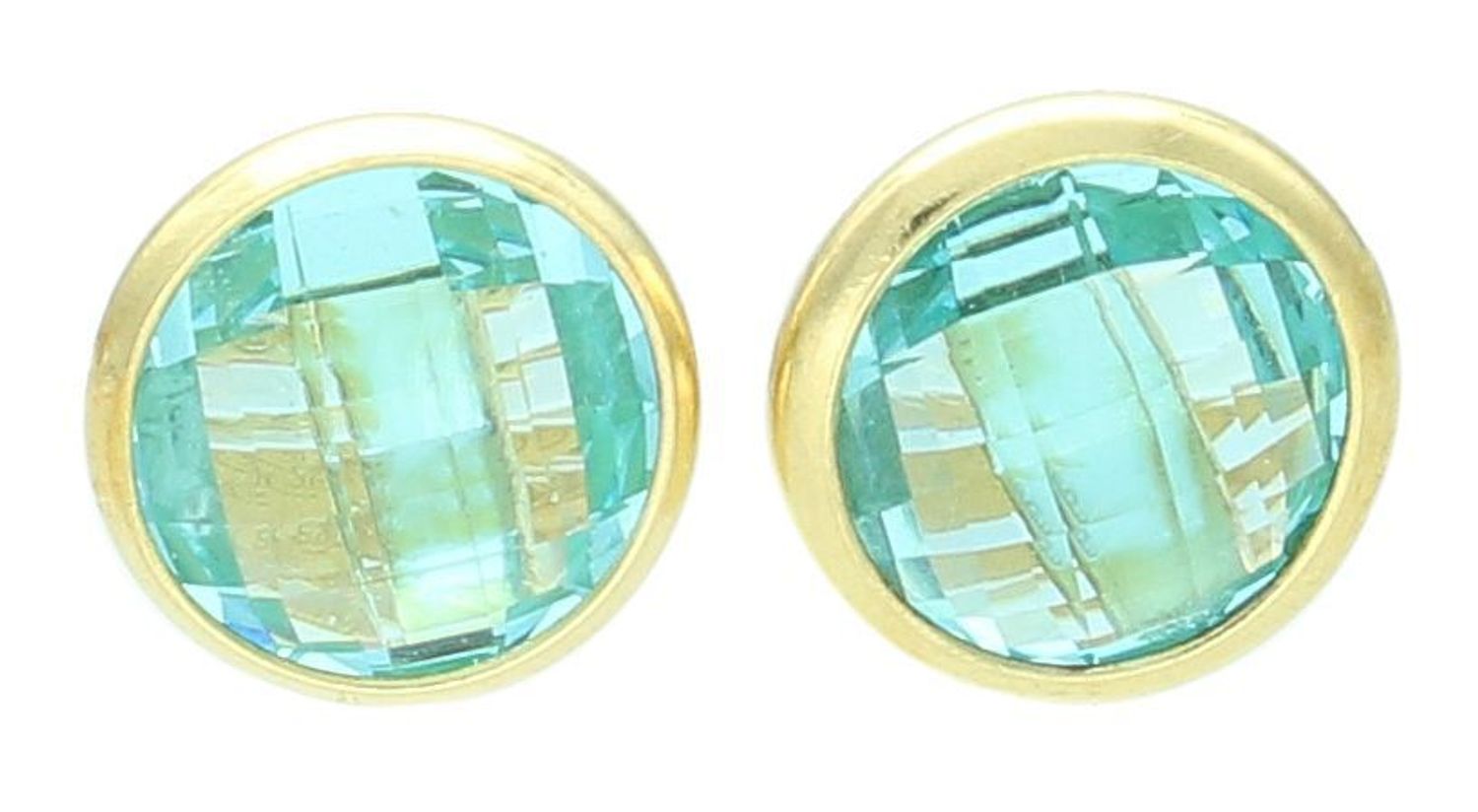 Srebrne kolczyki damskie pokryte złotem okrągłe błękitne cyrkonie DIA-KLC-11693-925. Oryginalne srebrne kolczyki. Włoskie kolczyki Sublime. Srebrne kolczyki wkrętki z błękitnym oczkiem. Kolczyki damskie na prezent.1.jpg