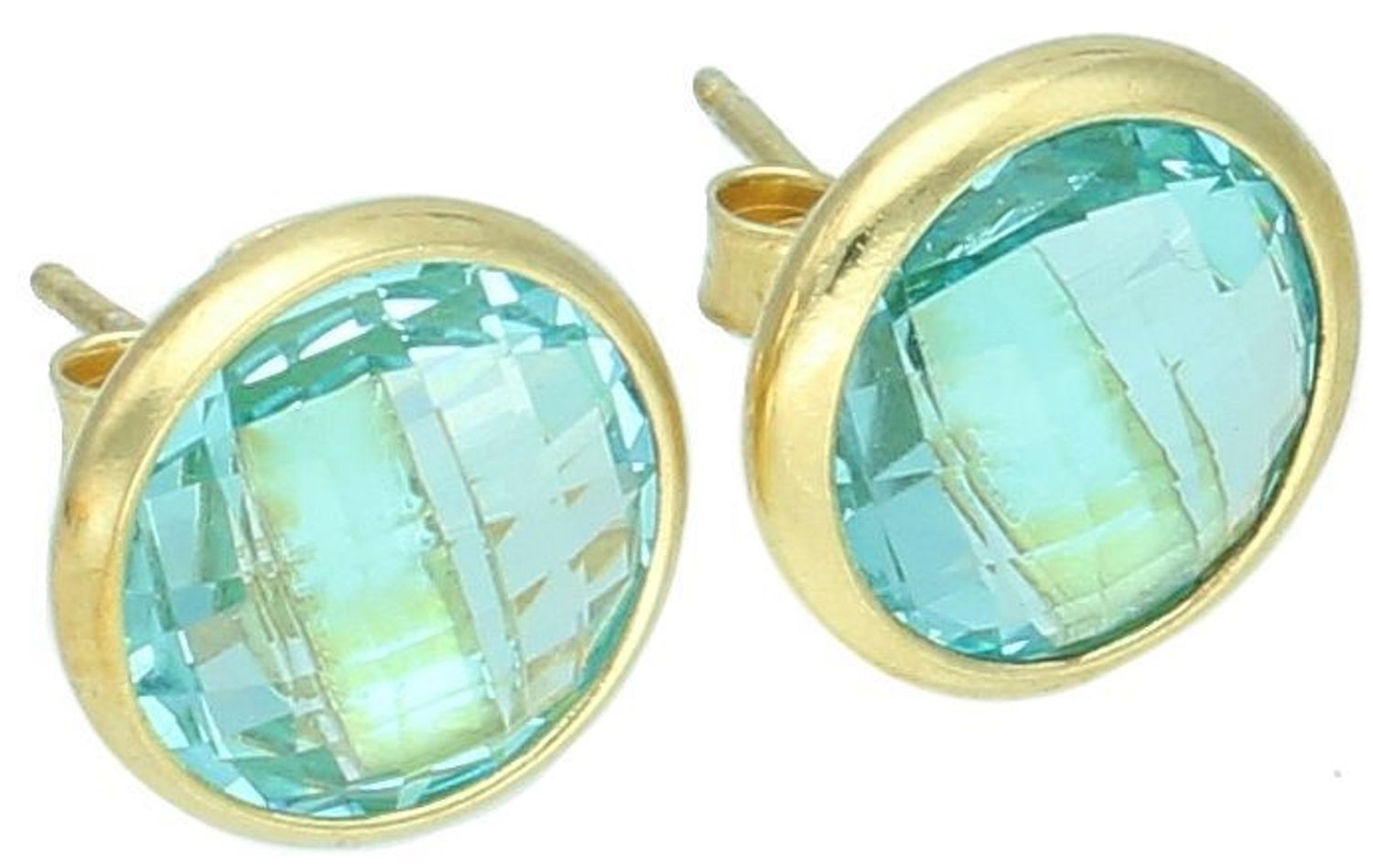 Srebrne kolczyki damskie pokryte złotem okrągłe błękitne cyrkonie DIA-KLC-11693-925. Oryginalne srebrne kolczyki. Włoskie kolczyki Sublime. Srebrne kolczyki wkrętki z błękitnym oczkiem. Kolczyki damskie na prezent.1.jpg