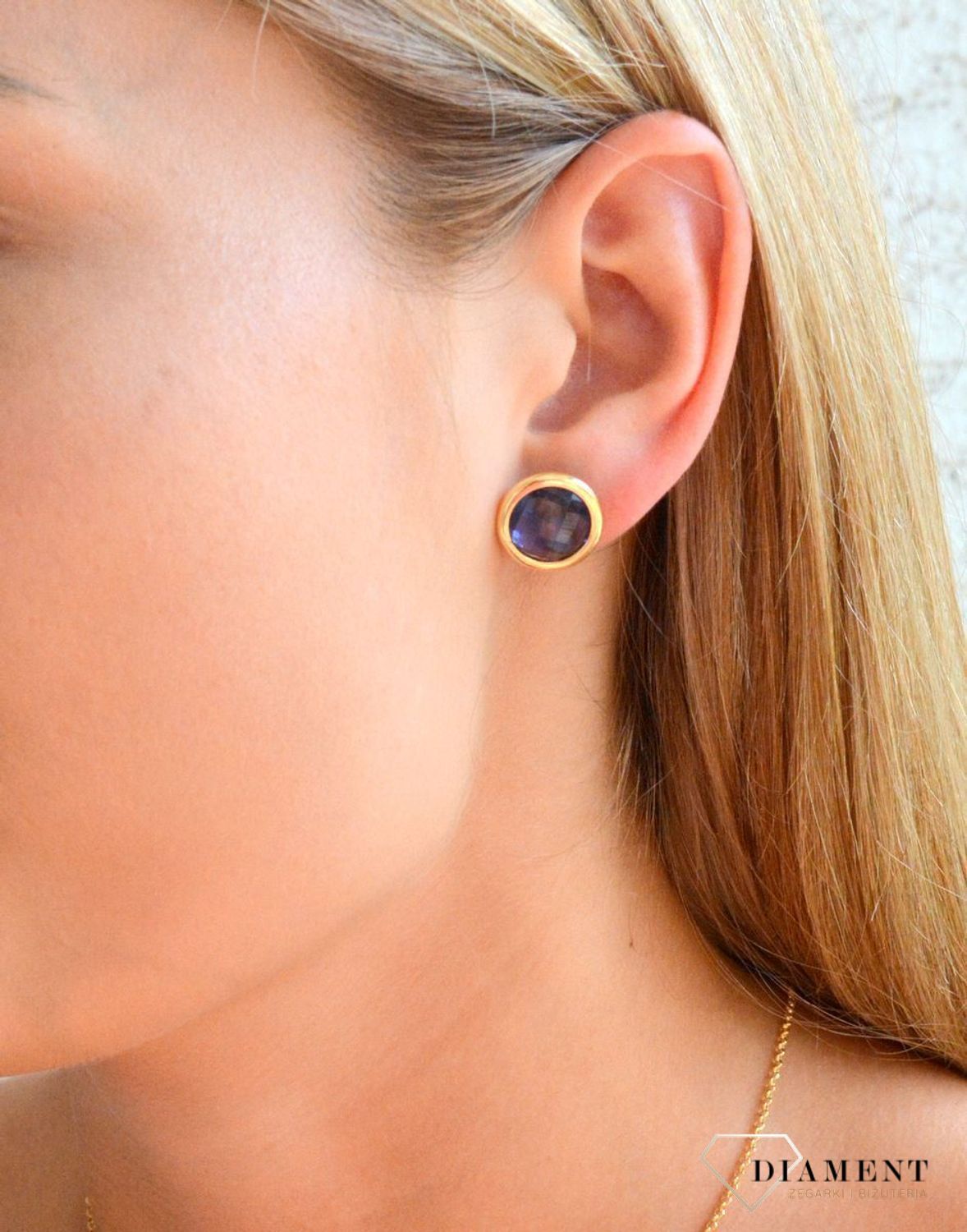 Srebrne kolczyki damskie pokryte złotem okrągłe fioletowe cyrkonie DIA-KLC-11698-925 (2).jpg