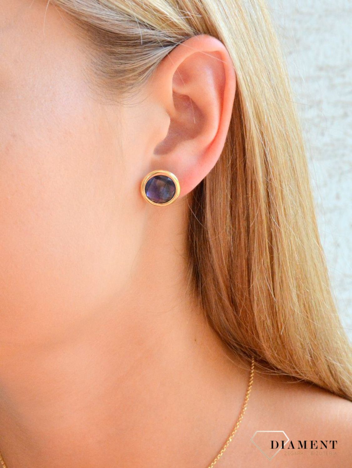 Srebrne kolczyki damskie pokryte złotem okrągłe fioletowe cyrkonie DIA-KLC-11698-925 (2).jpg